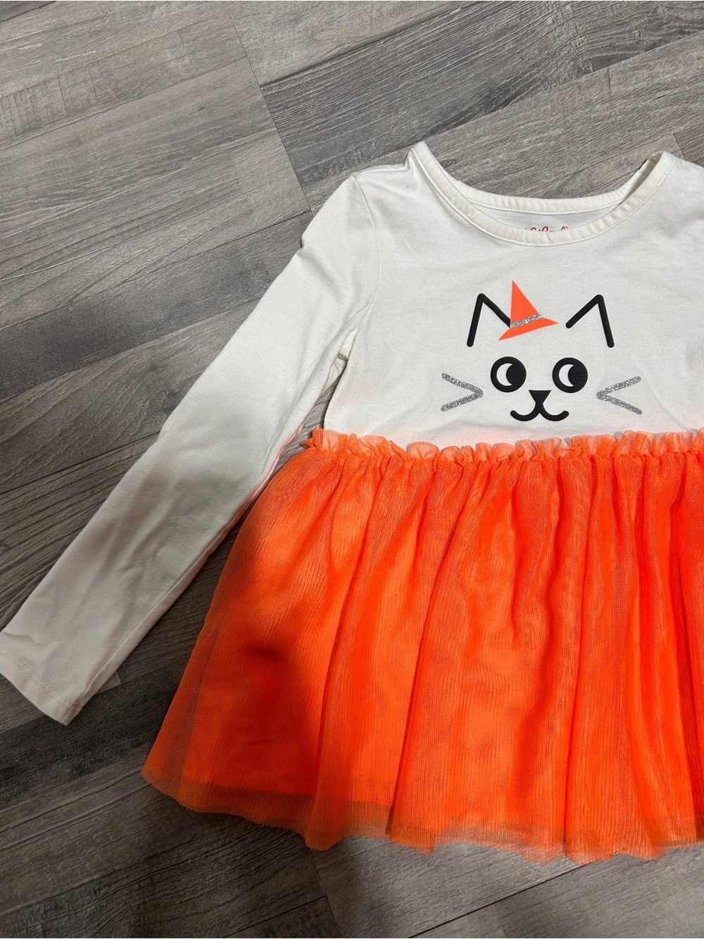 Cat & Jack Halloween Witch Cat Long Sleeve Tulle Top 5T